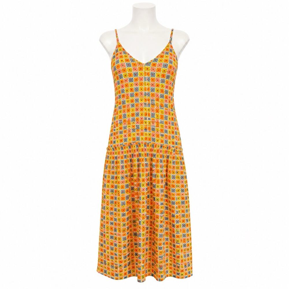 Taylor Tillman Kat Midi Dress Size S Yellow Floral Drop Waist Prairie Retro NWT